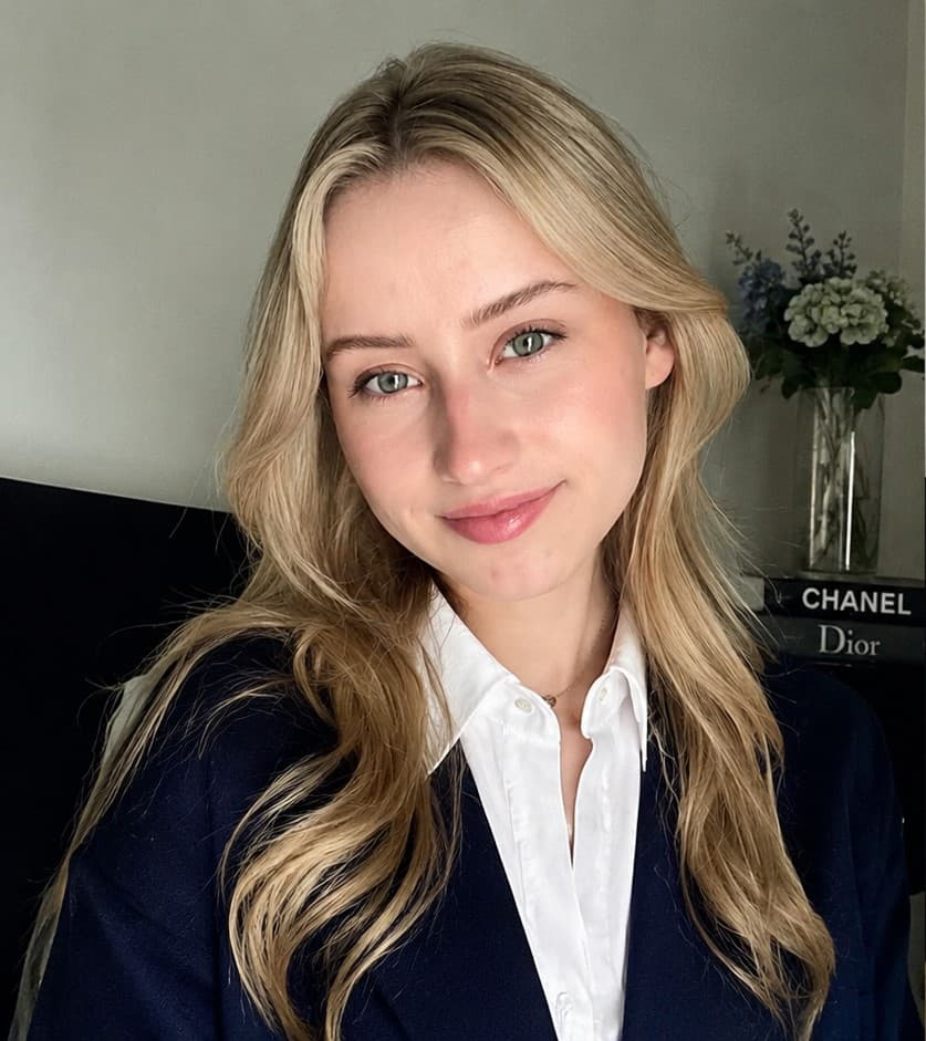 After — wearing colors from her seasonal palette
